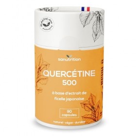 Quercétine 500 mg par gélule | 90 gélules | Substance végétale bioflavonoïde | Bonne biodisponibilité et tolérance | Végétali