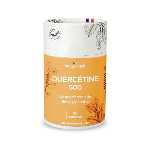 Quercétine 500 mg par gélule | 90 gélules | Substance végétale bioflavonoïde | Bonne biodisponibilité et tolérance | Végétali
