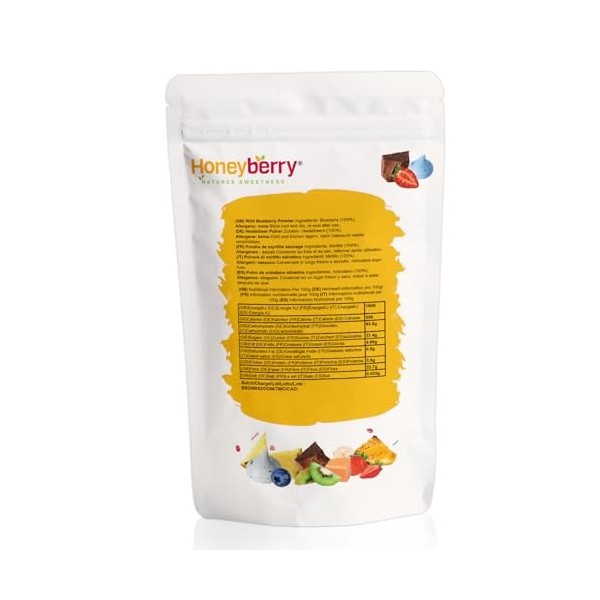 Poudre de Myrtille Sauvage Lyophilisée 100g - Poudre de Fruits Lyophilisés - Myrtille Sauvage en Poudre pour Pâtisserie, Smoo...