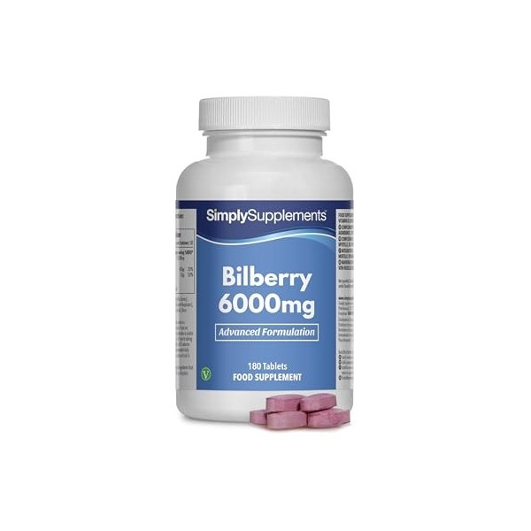 Comprimés dextrait de myrtille | Formule puissante de 6000 mg | 180 comprimés - jusquà 3 mois dapprovisionnement | Convien