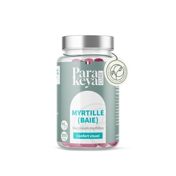 Parakeya - Myrtille Baie 300mg|Confort Visuel | Complément alimentaire | 60 gélules Myrtille et bleuet
