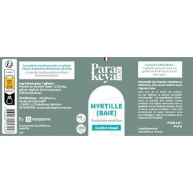 Parakeya - Myrtille Baie 300mg|Confort Visuel | Complément alimentaire | 60 gélules Myrtille et bleuet