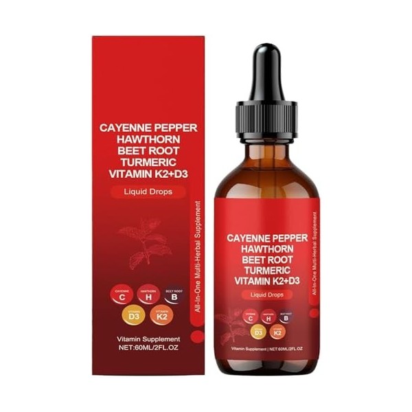 Gouttes de poivre de Cayenne, extrait naturel de poivre de Cayenne pour le corps, formule douce, végane, absorption facile, p...