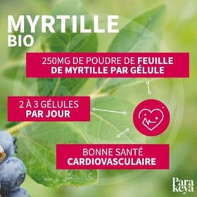 Parakeya - Myrtille Bio | Cardiovasculaire | Complément alimentaire | 180 Gélules Myrtille et bleuet