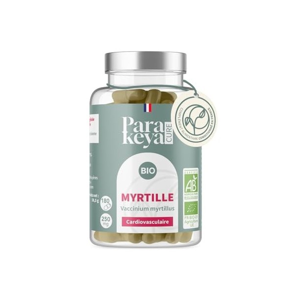 Parakeya - Myrtille Bio | Cardiovasculaire | Complément alimentaire | 180 Gélules Myrtille et bleuet