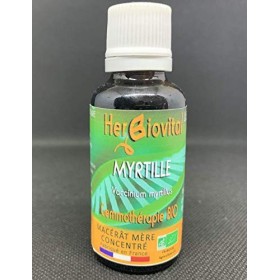 Herbiovital - Myrtille Bio - Le Macérât des yeux - Gemmothérapie Concentrée - 30 ml - Améliore la vision en cas de fatigue oc