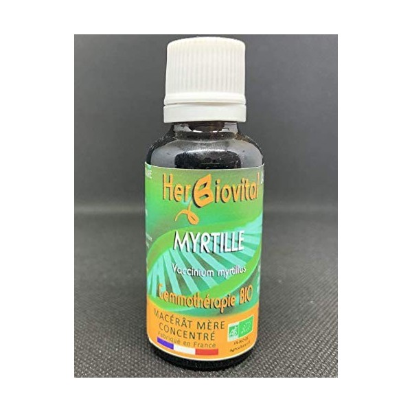 Herbiovital - Myrtille Bio - Le Macérât des yeux - Gemmothérapie Concentrée - 30 ml - Améliore la vision en cas de fatigue oc
