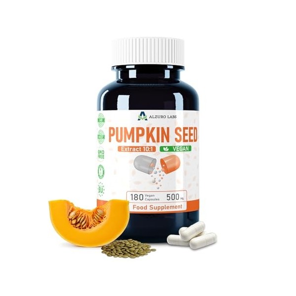Graines de citrouille 5 000 mg équivalent 500 mg dextrait 10:1 180 capsules végétaliennes | Testé en laboratoire | Hauteme