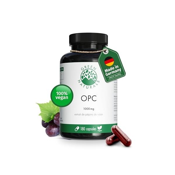 OPC extrait de pépins de raisin - 1250 mg dextrait et 1000 mg dOPC par dose quotidienne - 200 gélules haute concentration p