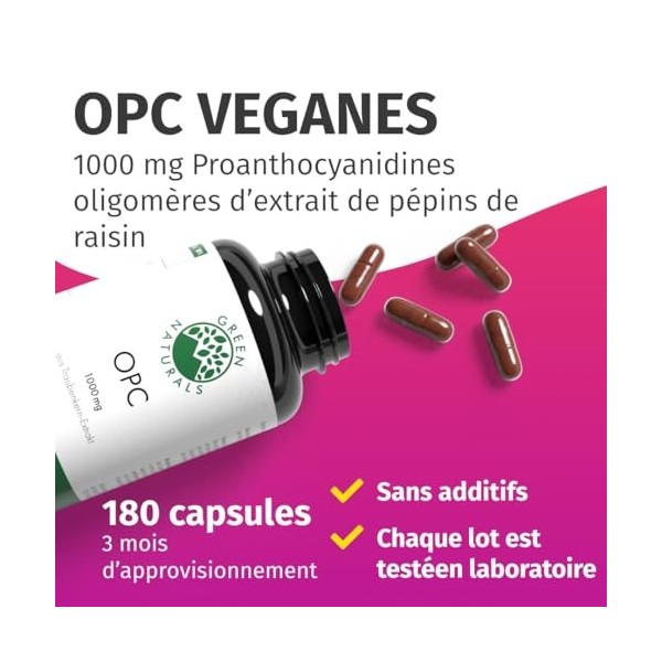 OPC extrait de pépins de raisin - 1250 mg dextrait et 1000 mg dOPC par dose quotidienne - 200 gélules haute concentration p