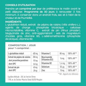 GRANIONS - COMPLEXE ANTI TACHE VISAGE – Glutathion, Vitamine C, Zinc bisglycinate, Selenium, Niacinamide - Éclat, Uniformité 