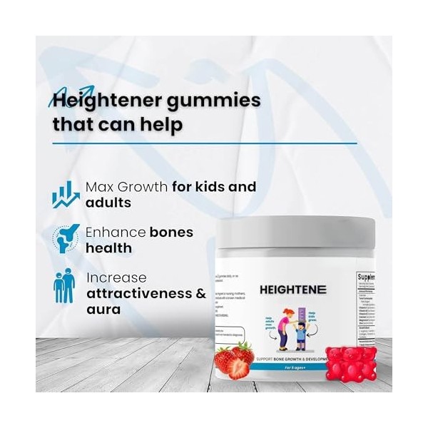 Gummies de soutien à la croissance – Formule optimale pour le développement osseux des enfants, adolescents et jeunes adultes...