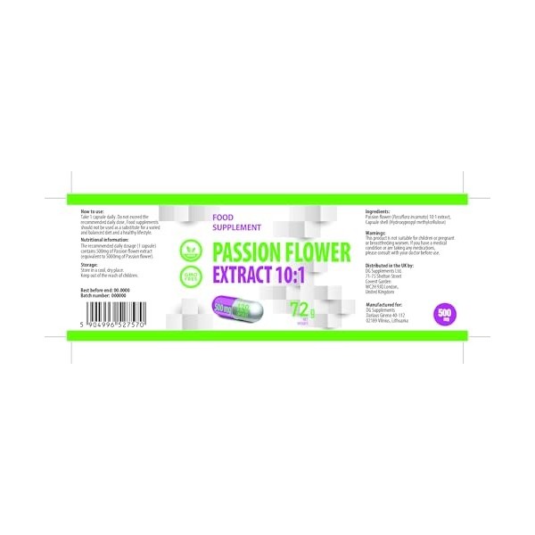 Hepatica Extrait de fleur de la passion Passiflora Incarnata 10:1 | 5 000 mg équivalent | 120 capsules végétaliennes | Sout