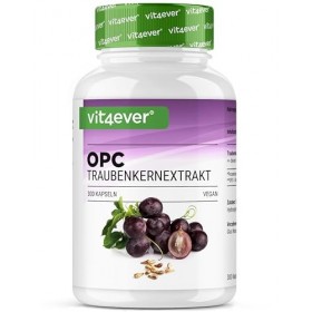 vit4ever OPC extrait de pépins de raisin – 300 gélules – 1000 mg d’extrait avec 700 mg d’OPC – Teneur la plus élevée selon HP