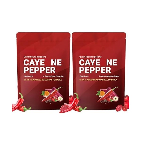 Cayenne Pepper, soutient les veines des jambes, le cœur et les vaisseaux sanguins | Sans additif - sans OGM 2 pièces 