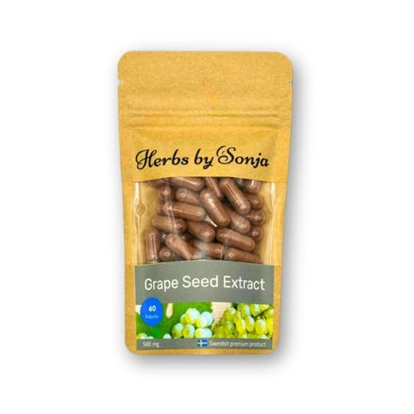 Extrait de pépins de raisin 500 mg – 60 capsules | 95% proanthocyanidines | Antioxydant naturel puissant pour soutenir la san