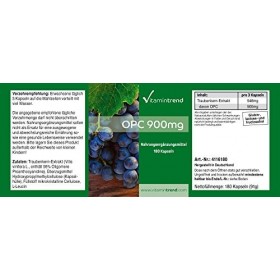 OPC 900 mg - Boite de 180 gélules - Extrait de Pépins de Raisin de haute qualité contenant 95% d’OPC – Gélules anti-âge | Vit