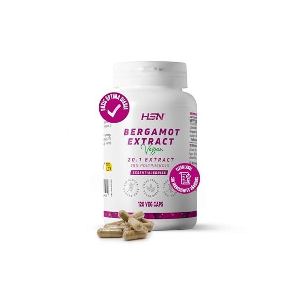 HSN Extrait de Bergamote 1500 mg 35% Polyphénols par Portion Quotidienne | 120 Gélules Végétales | Extrait 20:1 | 30000 mg