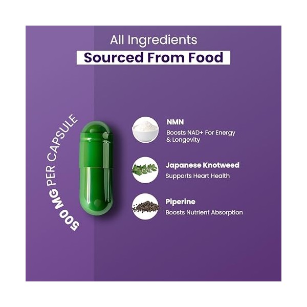 ZEROHARM NMN avec resvératrol – Absorption liposomale – À base dingrédients alimentaires naturels – 60 comprimés 1 paquet 
