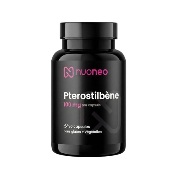 Ptérostilbène 100 mg, 90 gélules à haute dose, activateur de sirtuines et protection cellulaire, 100 mg de trans-ptérostilbèn