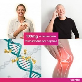 Ptérostilbène 100 mg, 90 gélules à haute dose, activateur de sirtuines et protection cellulaire, 100 mg de trans-ptérostilbèn