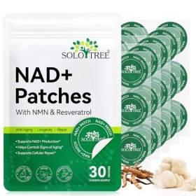 NAD+ Lot de 30 patchs anti-âge pour la peau – Patch Resvératrol Energy Boost de 8 heures avec NAC et CoQ10, supplément transd...