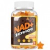 Gommes NAD+ 1310 mg avec Resvératrol, TMG, Collagène Marin Hydrolysé et Extrait de Poivre Noir, Complément NAD+, Saveur Orang...