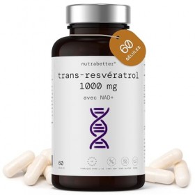 Trans Resveratrol 1000 mg avec NAD+ 50 mg | NAD Resveratrol | Anti-Âge, Vitalité Cellulaire, Bien-Être Cognitif, Activateur d