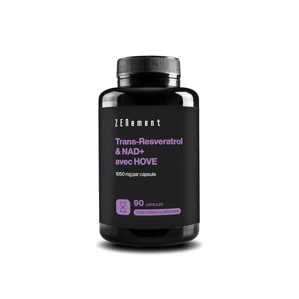 Trans-Resvératrol & NAD+ avec de lHuile dOlive Vierge Extra, 1055mg par Capsule - Haute Absorption et Formule Synergique -