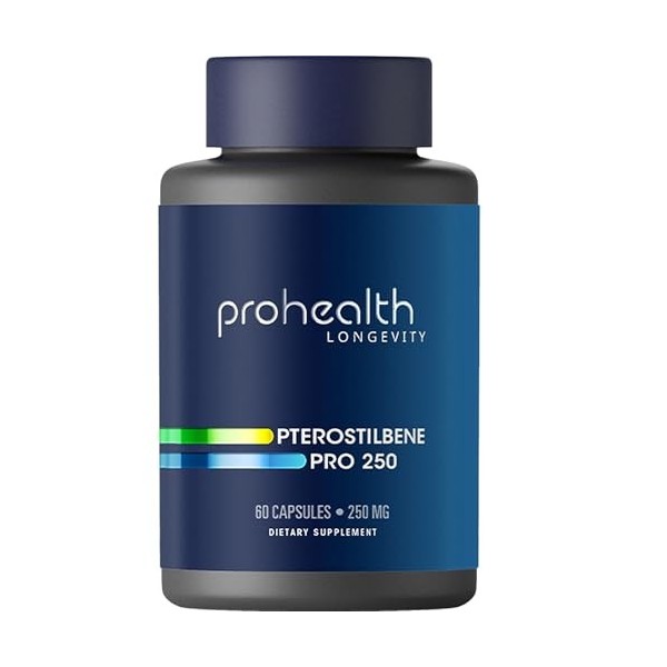Pterostilbene Supplement 250mg, 60 Capsules | Clinically Proven, Third-Party Tested Antioxidant for Heart & Brain Health |