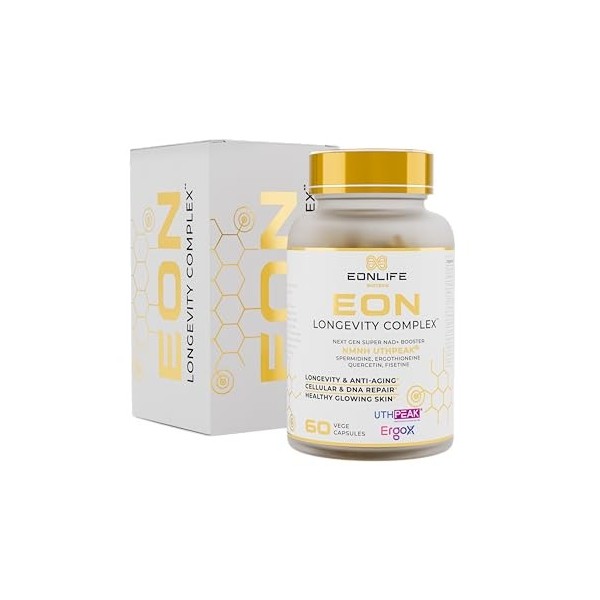 EON Longevity Complex–Complément anti-âge avancé à13 ingrédients actifs | NMNH UTHPEAK®, Spermidine, Ergothionine, Resvératro...