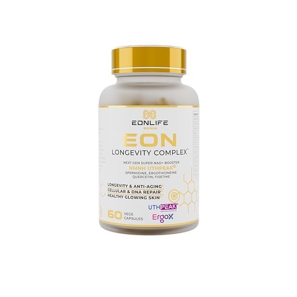 EON Longevity Complex–Complément anti-âge avancé à13 ingrédients actifs | NMNH UTHPEAK®, Spermidine, Ergothionine, Resvératro...