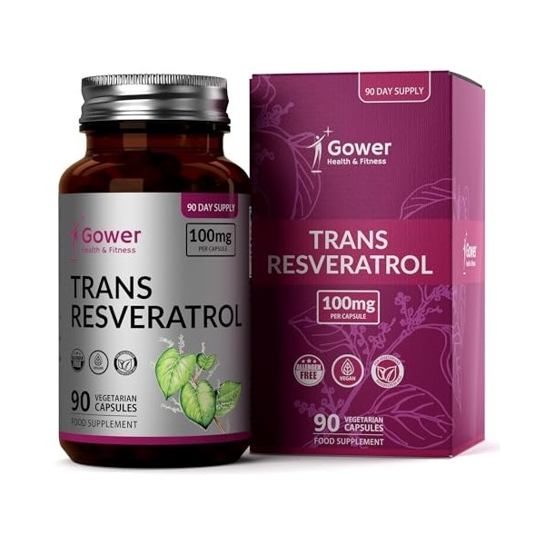 GH Resveratrol | 90 Supplément de Resvératrol Haute Concentration - 100 mg de Trans Resveratrol par Portion | Antioxydant à b