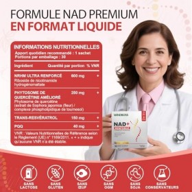 Windboss Liquide à Haute Puissance NAD+ 1000mg, NRHM ULTRA RENFORCÉ & PHYTOSOME DE QUERCÉTINE, TRANS-RESVÉRATROL– Stimule lÉ