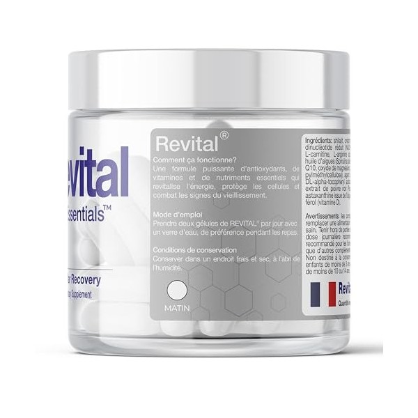 BioEssentials Revital® Complément NAD+ avec Resvératrol, Shilajit, Magnésium & Vitamines - Soutient le Bien-Être Cellulaire, 