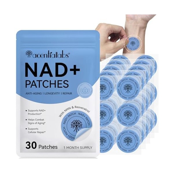 Patchs NAD pour homme et femme, patch NAD+ pour énergie et vieillissement sain, patchs NAD Plus Advanced Total Recovery Patch