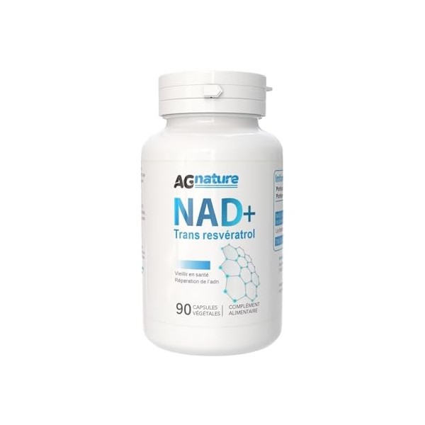 NAD Complément à base de Nicotinamide Pure 90 Gélules 1000 mg – Complexe Anti-Âge et Anti-Fatigue avec Niacine, Trans-Resvéra
