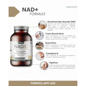 WeBotanix | Formule NAD+ avec Trans-Resvératrol et Quercétine | 60 Gélules | Avec Vitamines B2 et B5 + Pipérine | Énergie Cel