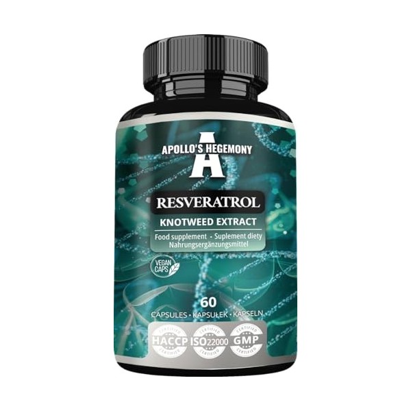 Resveratrol High Dose 400 mg - 60 gélules végétaliennes - 2 mois dapprovisionnement - 98% Trans-Resveratrol de lextrait de 