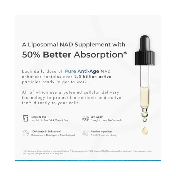 Complément NAD+ liposomal - Absorption améliorée de 50% prouvée - Système de diffusion cellulaire breveté - Approvisionnement