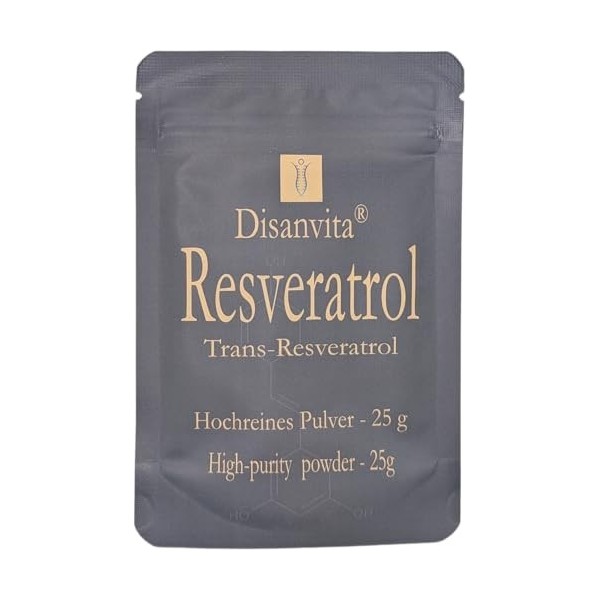 Disanvita® Resvératrol | Qualité supérieure certifiée en Allemagne | Poudre avec 99,3 % de pureté