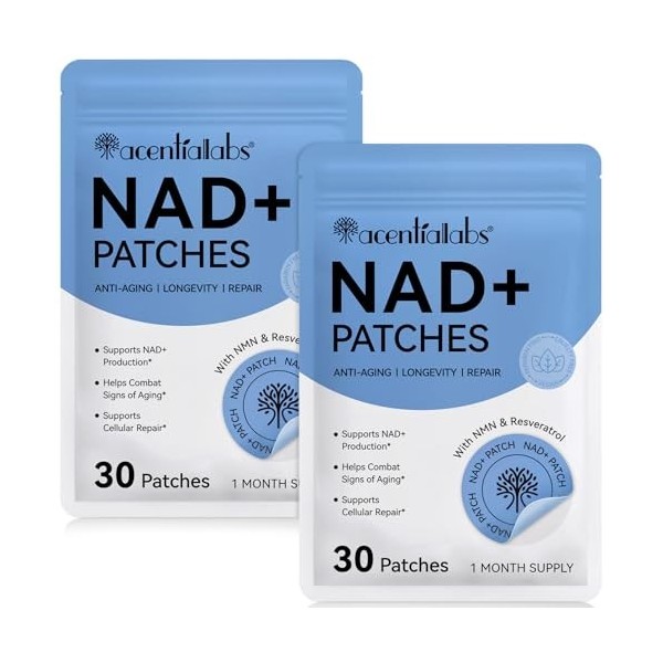 Patchs NAD pour homme et femme, patch NAD+ pour énergie et vieillissement sain, patchs NAD Plus Advanced Total Recovery Patch