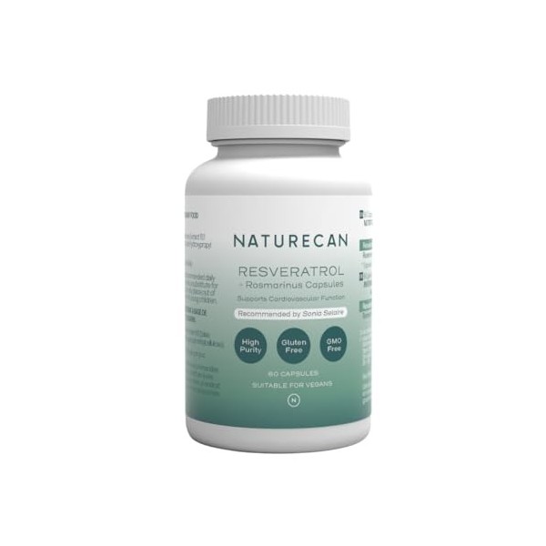 Naturecan Resvératrol et Romarin – 500 mg – 60 gélules – Complément alimentaire – Fabriqué en Europe