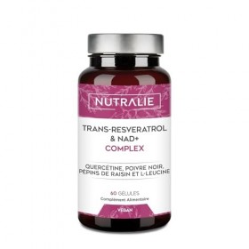 Trans Resvératrol NAD+ 686mg Complex - Quercétine Pipérine Pépins de Raisin OPC L-Leucine - Complément Alimentaire Revératr