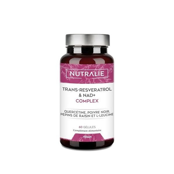 Trans Resvératrol NAD+ 686mg Complex - Quercétine Pipérine Pépins de Raisin OPC L-Leucine - Complément Alimentaire Revératr