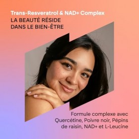 Trans Resvératrol NAD+ 686mg Complex - Quercétine Pipérine Pépins de Raisin OPC L-Leucine - Complément Alimentaire Revératr