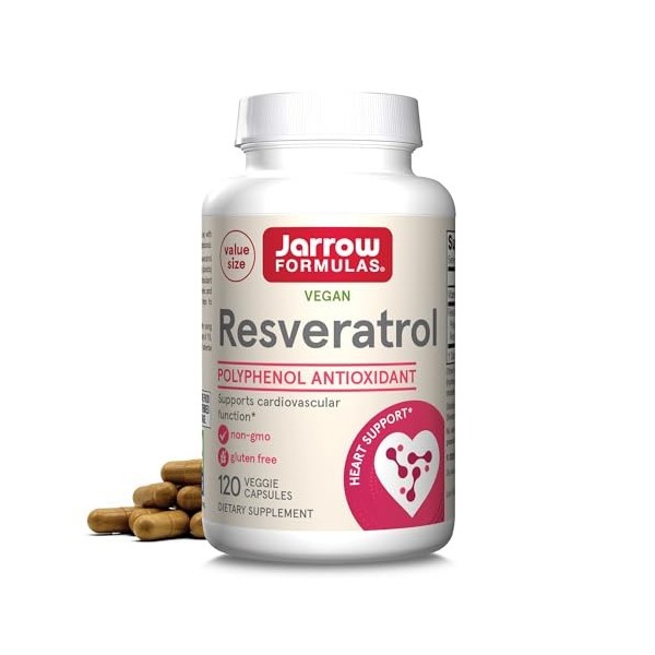 Jarrow Formulas Resveratrol, Supports Cardiovascular Function, 100 mg, 120 Veggie Caps