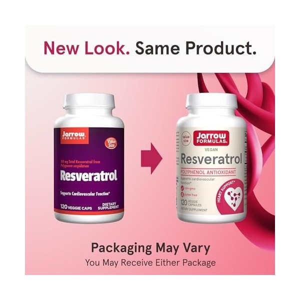 Jarrow Formulas Resveratrol, Supports Cardiovascular Function, 100 mg, 120 Veggie Caps