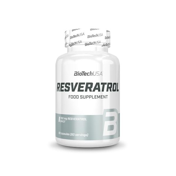 BioTechUSA Resveratrol | 150 mg par portion, trans-resvératrol | Antioxydant| Longevity | Sans gluten ni lactose, 60 gélules