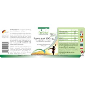 Fairvital | Resvératrol 100mg avec Bioflavonoïdes - Hautement bioactif avec de la rutine, de lOPC et de la quercétine - 90 g
